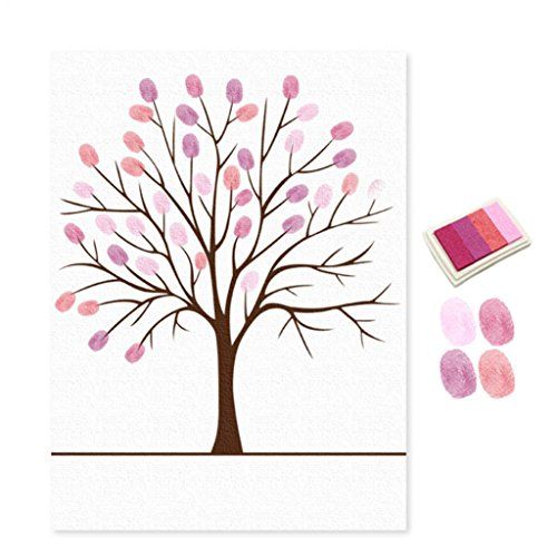 uniqueaur Letrero para boda, cumpleaños, fiesta, en lienzo, diseño de huellas dactilares rosa rosa